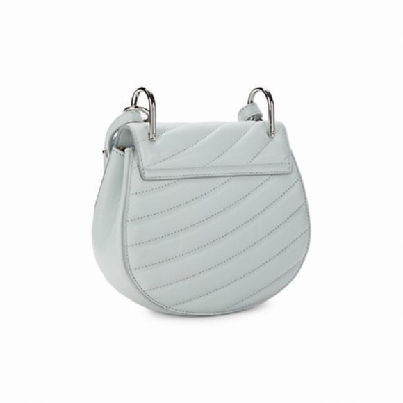 CHLOE MINI DREW CALF LEATHER CROSSBODY W/SILVER TONE JEWELRY CHAIN IN AIRY GREY - Picture 4 of 16
